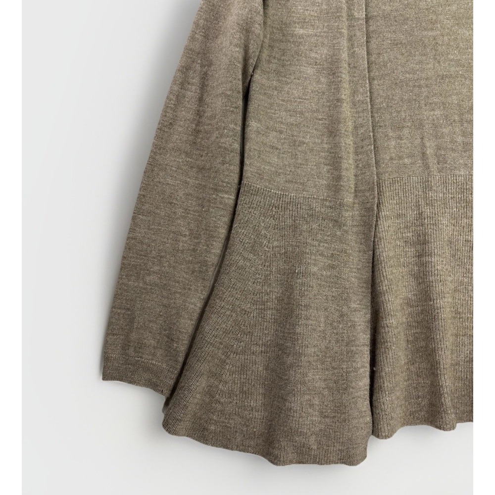 Nanette‎ Lepore Cardigan Women M Taupe Merino Wool Peplum Open Front - Picture 10 of 10